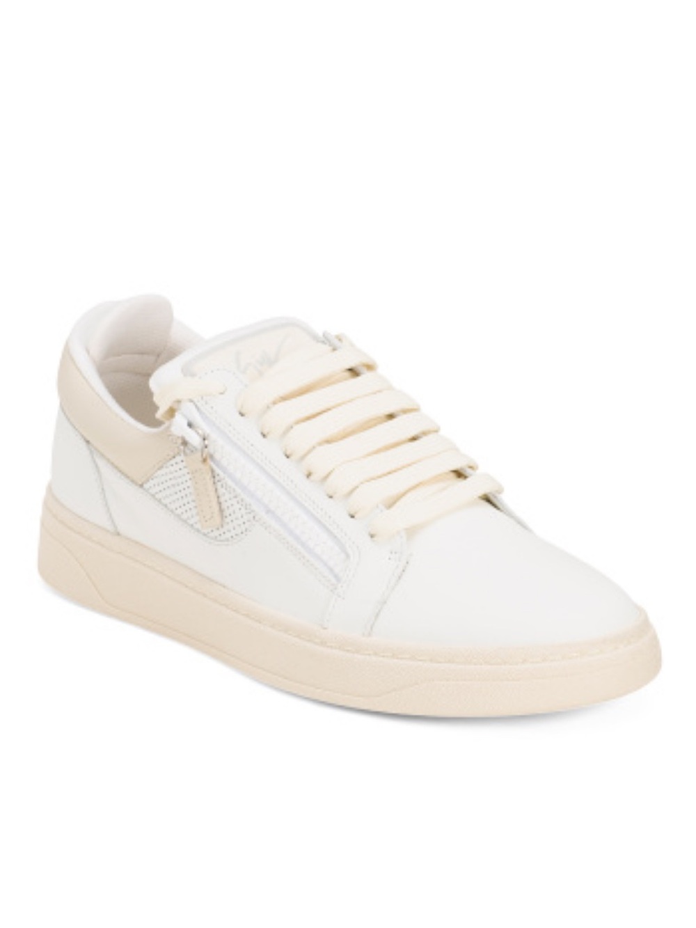 Giuseppe Zanotti Men Double Zip Low-Top White Leather Sneaker Size 45 US 12 NIB